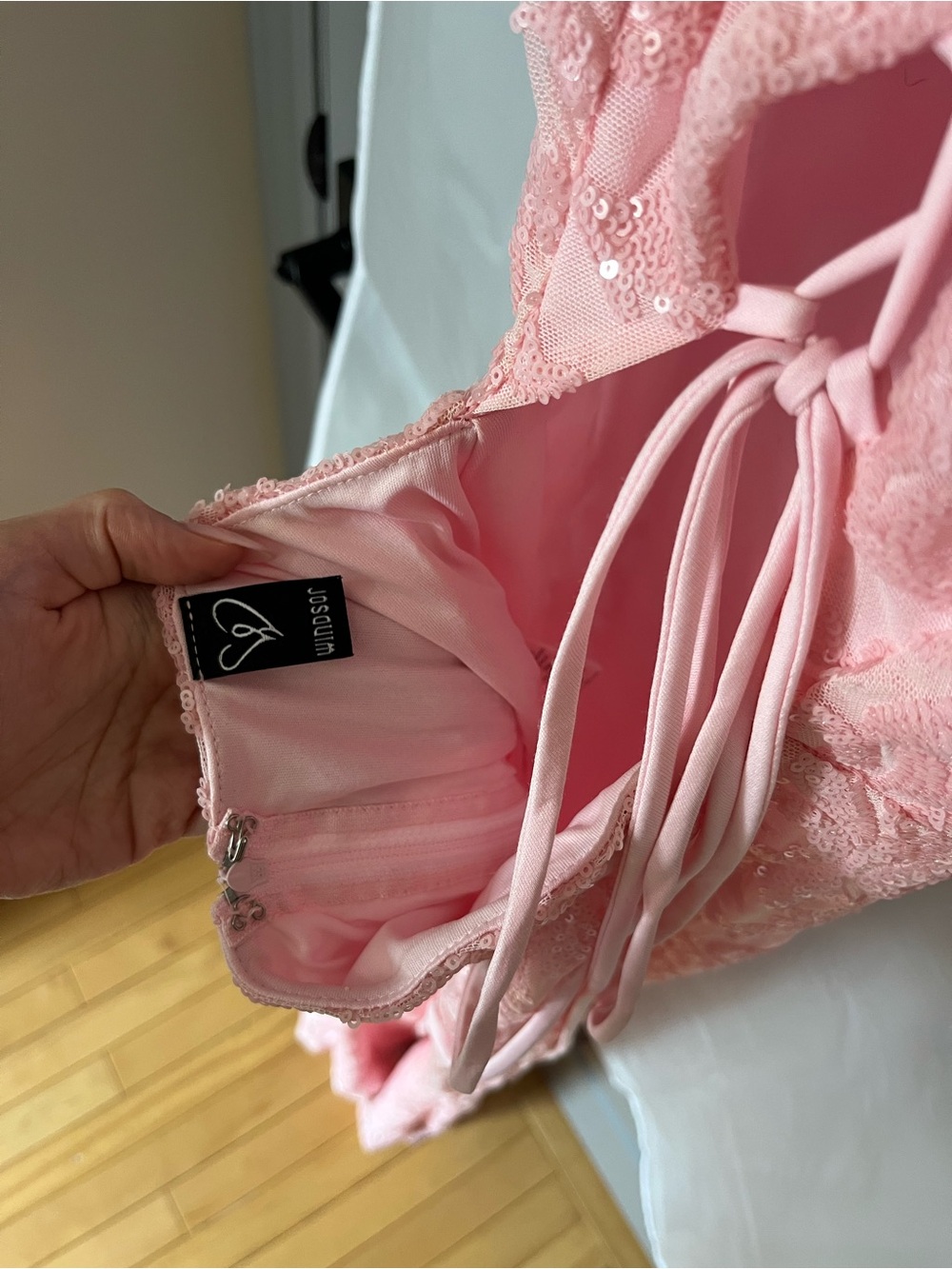 Windsor Pink Sequin V-Neck Mermaid Prom Dress - Picture 5 of 5
